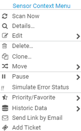 Sensor Context Menu