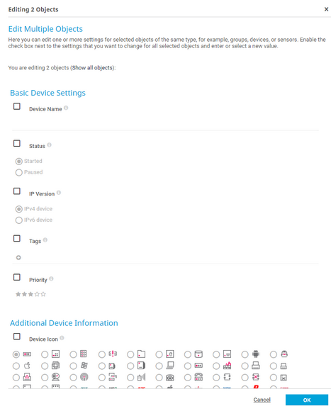 Example of Device Settings in Multi-Edit Mode