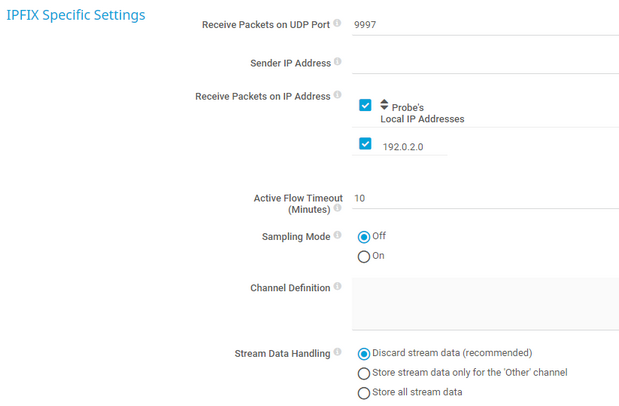 IPFIX Specific Settings