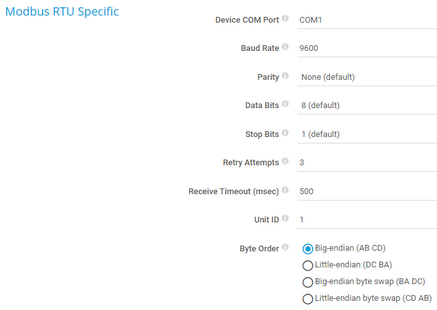 Modbus RTU Specific