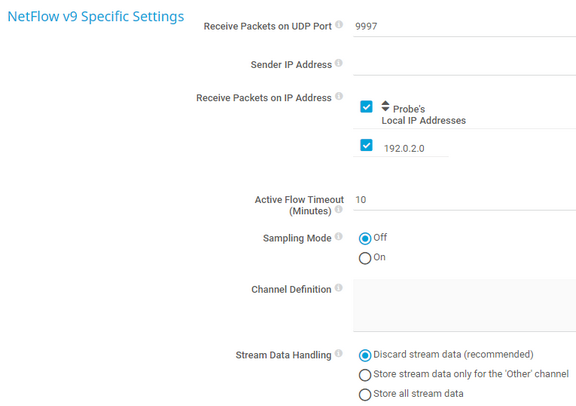 NetFlow v9 Specific Settings